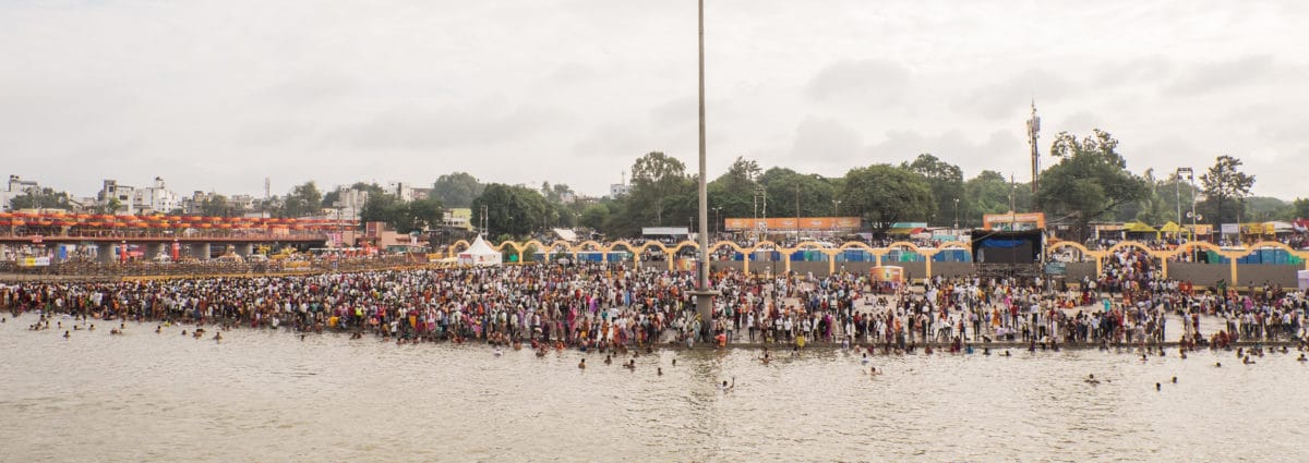This was the scene at the first light at dawn, there were already hundreds of thousands collected to take the holy dip.